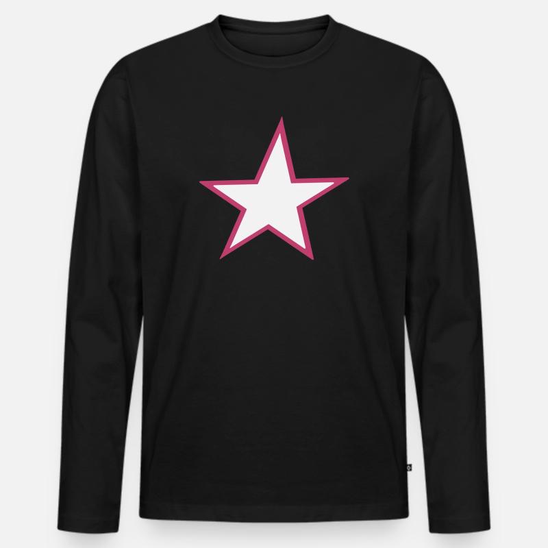 Leuchtendes Sternenmotiv - Männer Premium Bio Langarmshirt - Schwarz