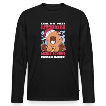 Weihnachten Merry Christmas Weihnachtsoutfit  - Männer Premium Bio Langarmshirt - Schwarz - Vorne - Nico (187cm)