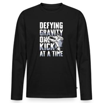 Unleash gravity with every kick - Men's Premium Organic Long Sleeve Shirt - black - Front - Nico (187cm)