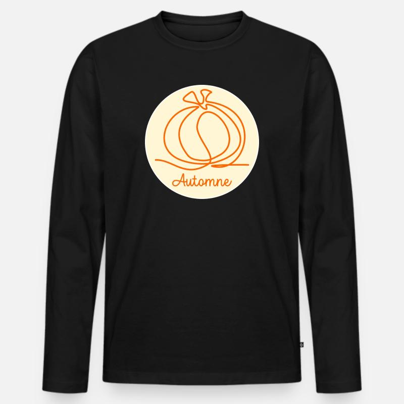Herbstkürbis - Männer Premium Bio Langarmshirt - Schwarz