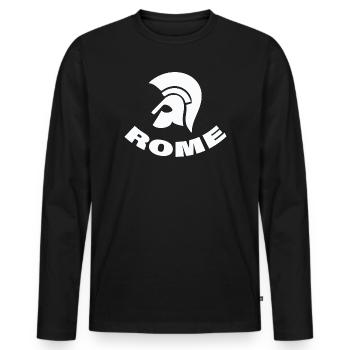 ROME - Männer Premium Bio Langarmshirt - Schwarz - Vorne - Nico (187cm)