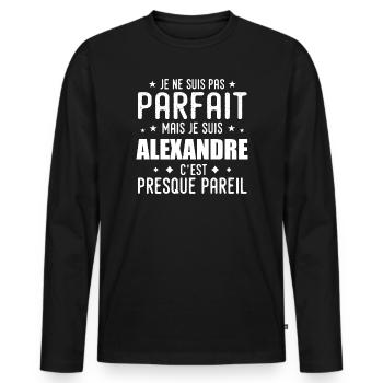 Alexandre : authentique, imparfait, top,perfection - T-shirt manches longues Premium bio Homme - noir - Devant - Nico (187cm)