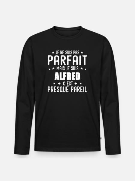 Alfred: authentic, imperfect, top, perfection - Men's Premium Organic Long Sleeve Shirt - black