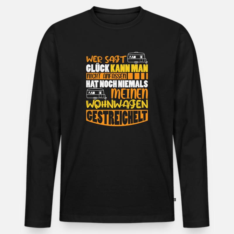 Camper Camping Wohnwagen Spruch - Männer Premium Bio Langarmshirt - Schwarz