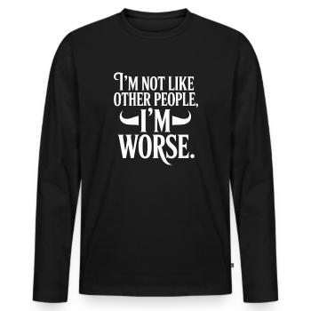 Je ne suis pas comme les autres, je suis pire Frech Gothic - T-shirt manches longues Premium bio Homme - noir - Devant - Nico (187cm)