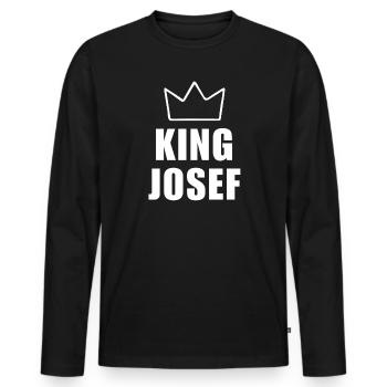 Nom de Josef avec lettre J - Chemise King Crown - T-shirt manches longues Premium bio Homme - noir - Devant - Nico (187cm)