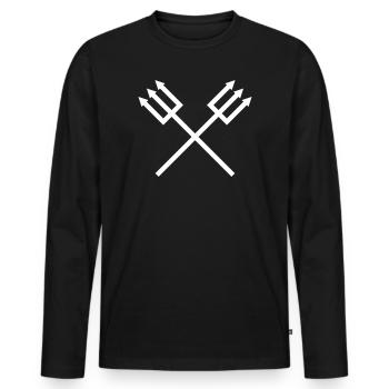 Trident - T-shirt manches longues Premium bio Homme - noir - Devant - Nico (187cm)