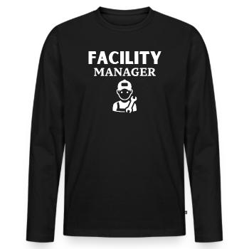 Gestionnaire d’installations - T-shirt manches longues Premium bio Homme - noir - Devant - Nico (187cm)