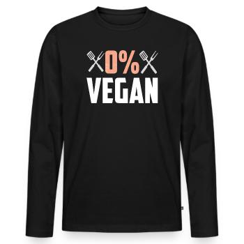 0 Prozent vegan - Männer Premium Bio Langarmshirt - Schwarz - Vorne - Nico (187cm)