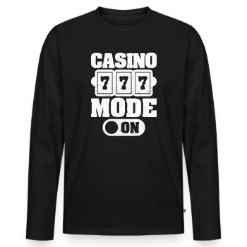 Mode joueur de casino sur les jeux d’argent - T-shirt manches longues Premium bio Homme - noir - Devant - Nico (187cm)