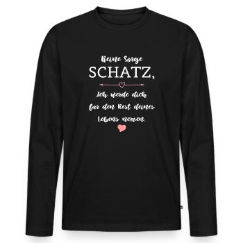 Humor Saying Relationship Marriage Partnership - Men's Premium Organic Long Sleeve Shirt - black - Front - Nico (187cm)