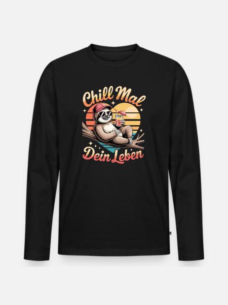 Chill Time Your Life Sloth Relaxation - Men's Premium Organic Long Sleeve Shirt - black
