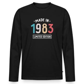 Made in 1983 - Limited Edition - Geburtsjahr - Männer Premium Bio Langarmshirt - Schwarz - Vorne - Nico (187cm)