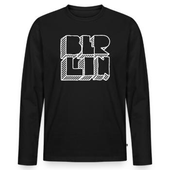 Ich bin ein Berliner – Hauptstadt & Kult - Männer Premium Bio Langarmshirt - Schwarz - Vorne - Nico (187cm)