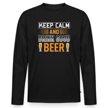 Keep calm drink beer - Men's Premium Organic Long Sleeve Shirt - black - Front - Nico (187cm)