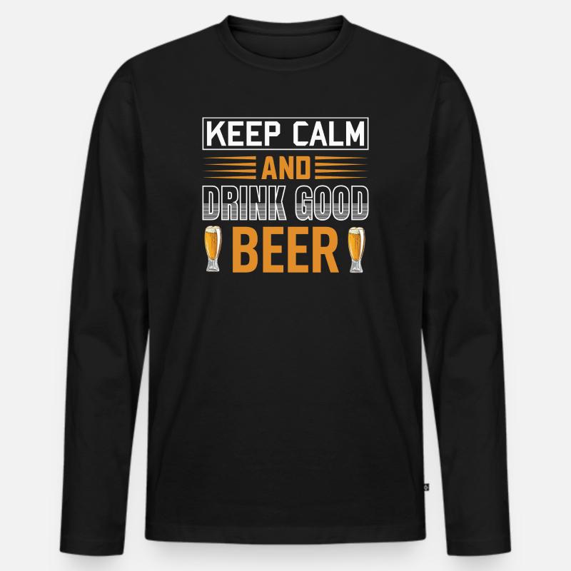 Keep calm drink beer - Männer Premium Bio Langarmshirt - Schwarz
