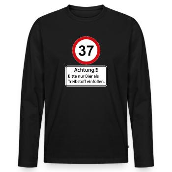 37 Attention : ne remplissez que de la bière comme carburant - T-shirt manches longues Premium bio Homme - noir - Devant - Nico (187cm)