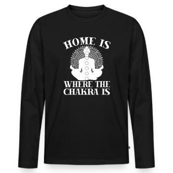 Pilates Enthusiasts Home Is Where The Chakra Is - Männer Premium Bio Langarmshirt - Schwarz - Vorne - Nico (187cm)