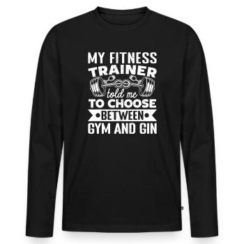 Les bodybuilders de dynamophilie choisissent entre la salle de sport et le gin - T-shirt manches longues Premium bio Homme - noir - Devant - Nico (187cm)