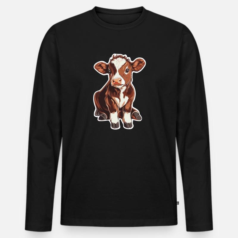 Kuh - Männer Premium Bio Langarmshirt - Schwarz