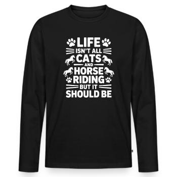 Riding Saying Cats Rider Horses Riding Gift - Men's Premium Organic Long Sleeve Shirt - black - Front - Nico (187cm)