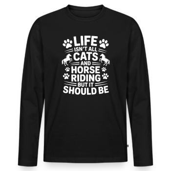 Riding Saying Cats Rider Horses Riding Gift - Men's Premium Organic Long Sleeve Shirt - black - Front - Nico (187cm)