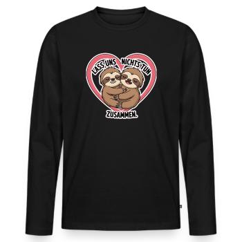 Let's do nothing together sloths - Men's Premium Organic Long Sleeve Shirt - black - Front - Nico (187cm)