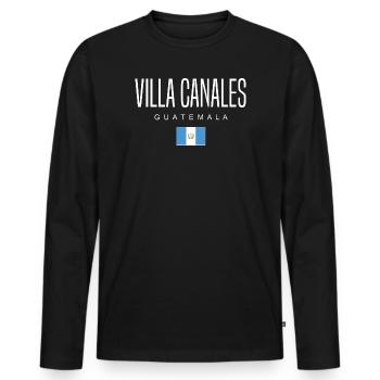 Villa Canales Guatemala Guatemalteken - Männer Premium Bio Langarmshirt - Schwarz - Vorne - Nico (187cm)