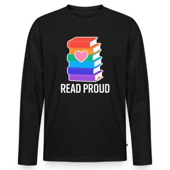 Reading Pride With Rainbow Heart - Men's Premium Organic Long Sleeve Shirt - black - Front - Nico (187cm)