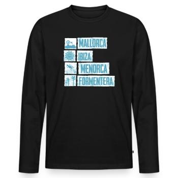 Îles Baléares - T-shirt manches longues Premium bio Homme - noir - Devant - Nico (187cm)