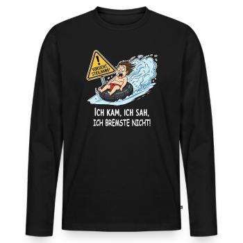 Je n'ai pas freiné - T-shirt manches longues Premium bio Homme - noir - Devant - Nico (187cm)