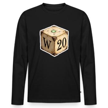 Dés anciens D6 avec D20 – Dessin animé fantastique - T-shirt manches longues Premium bio Homme - noir - Devant - Nico (187cm)