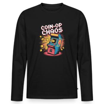 Coin-OP Chaos Pop Culture Retro Video Game - Men's Premium Organic Long Sleeve Shirt - black - Front - Nico (187cm)