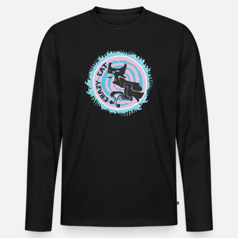 Abstrakte Katze mit Zitat - Männer Premium Bio Langarmshirt - Schwarz