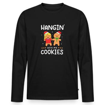 Bonhomme en pain d'épices de Noël en pain d'épices - T-shirt manches longues Premium bio Homme - noir - Devant - Nico (187cm)