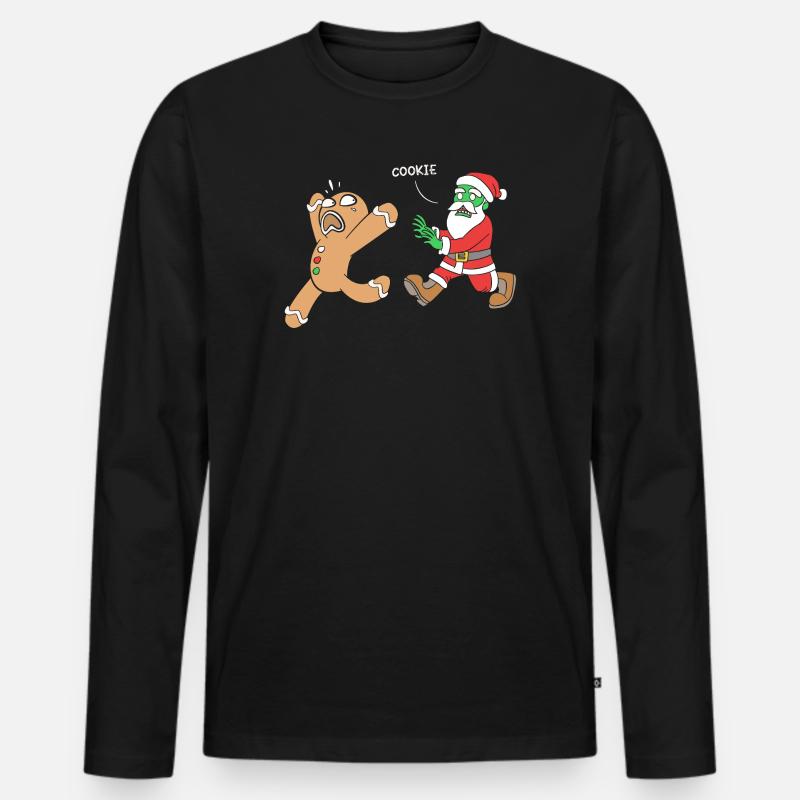 Lebkuchen Weihnachten Lebkuchenmann Gingerbread - Männer Premium Bio Langarmshirt - Schwarz
