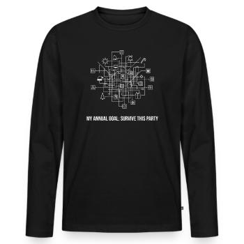 Mon objectif pour l’année : Survivre à cette fête - T-shirt manches longues Premium bio Homme - noir - Devant - Nico (187cm)