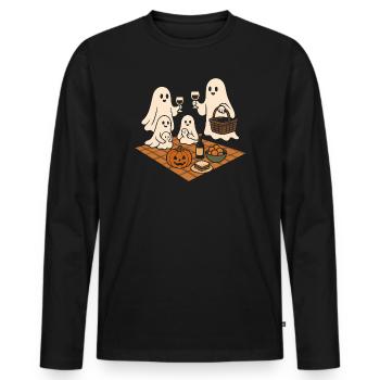 Ghosts at the Halloween picnic - Men's Premium Organic Long Sleeve Shirt - black - Front - Nico (187cm)