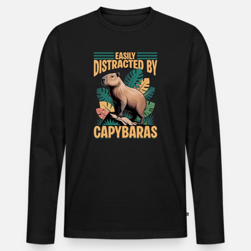 Funny Capybara - Männer Premium Bio Langarmshirt - Schwarz