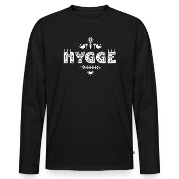 Hygge Typographie Art populaire - T-shirt manches longues Premium bio Homme - noir - Devant - Nico (187cm)