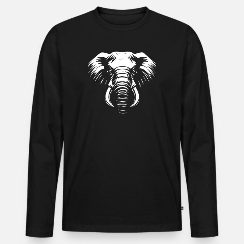 Elefant weiß :) - Männer Premium Bio Langarmshirt - Schwarz