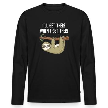 Casual Sloth Saying - Men's Premium Organic Long Sleeve Shirt - black - Front - Nico (187cm)