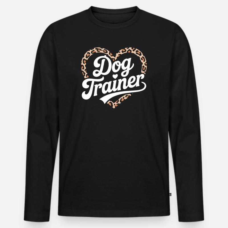 Hundetrainer Herz Design - Männer Premium Bio Langarmshirt - Schwarz