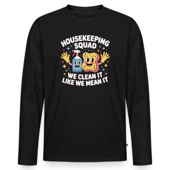 Funny Cleaning Design - Men's Premium Organic Long Sleeve Shirt - black - Front - Nico (187cm)