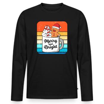 Bonhomme en pain d'épices de Noël en pain d'épices - T-shirt manches longues Premium bio Homme - noir - Devant - Nico (187cm)