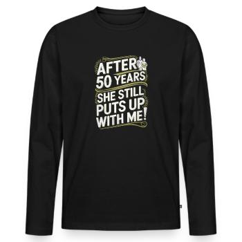 Conception humoristique de célébration du 50e anniversaire - T-shirt manches longues Premium bio Homme - noir - Devant - Nico (187cm)