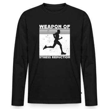 Le marathonien arme de la course à pied - T-shirt manches longues Premium bio Homme - noir - Devant - Nico (187cm)