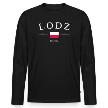 Łódź, Pologne – Souvenir et cadeau des Fêtes - T-shirt manches longues Premium bio Homme - noir - Devant - Nico (187cm)