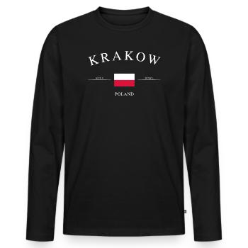 Cracovie, Pologne – Souvenir et cadeau des Fêtes - T-shirt manches longues Premium bio Homme - noir - Devant - Nico (187cm)