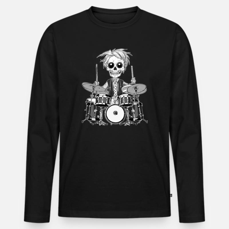 SKELETT SCHLAGZEUG - Männer Premium Bio Langarmshirt - Schwarz